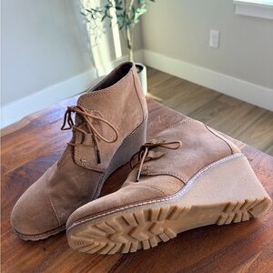 TOMS Desert Suede Wedge Ankle Booties - Worn once!